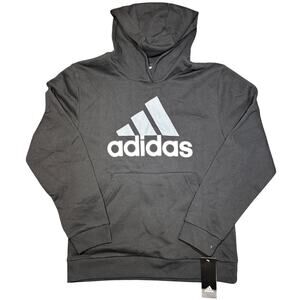 NWT Adidas Hoodie Youth XL Black Logo Pullover Sweatshirt Boys Athletic